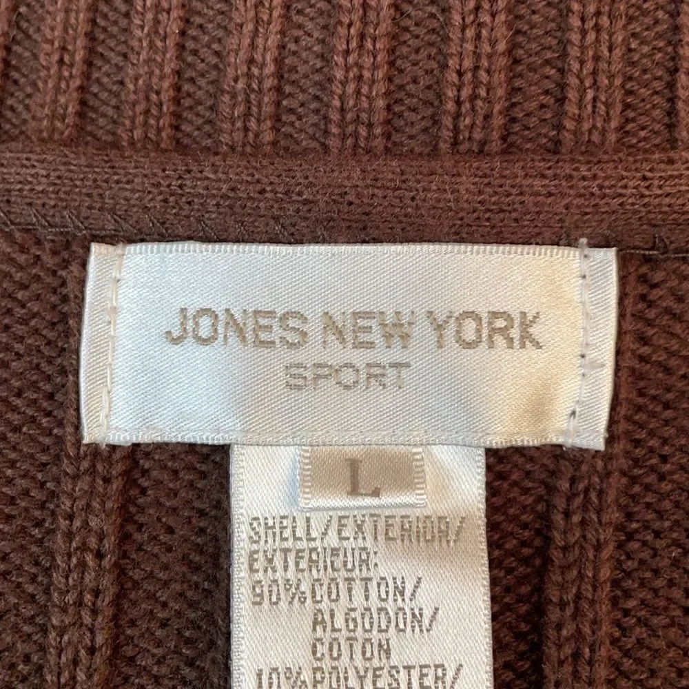 Jones New York Sport Brown Suede Mixed Media Full Zip Jacket (Size: Large)